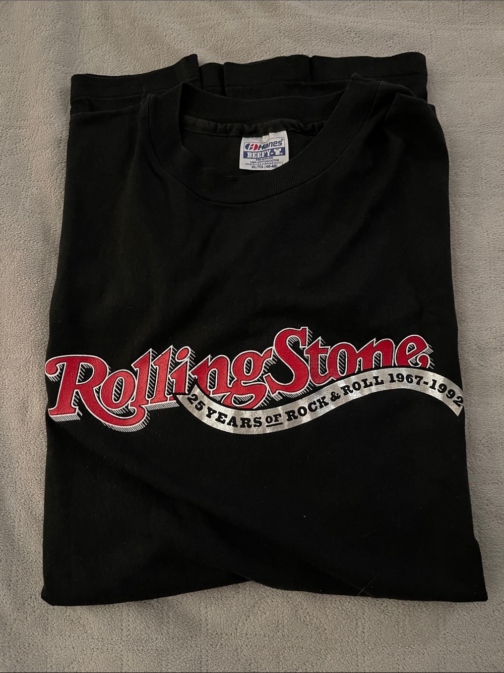 Rolling Stones Black Short-Sleeve Tee with Red and White Logo